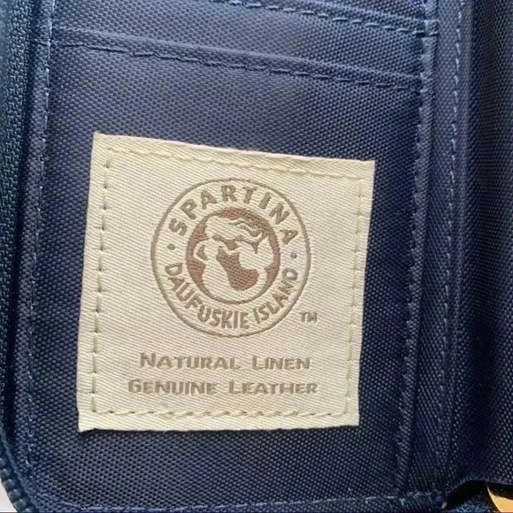 Spartina Wristlet - Green & Blue, Linen & Leather - Picture 4 of 5